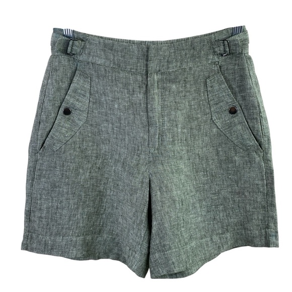 Athleta Women’s Green 100% Linen Voyager Activewear Athleisure Shorts Sz 4 - Picture 1 of 13